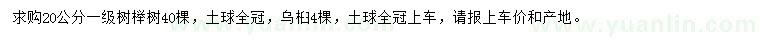 求購20公分櫸樹、烏桕