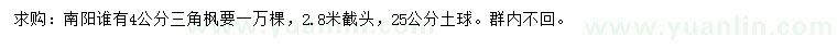 求購4公分三角楓
