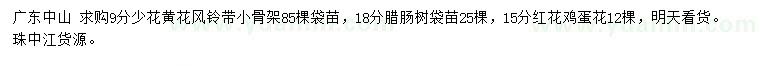 求購黃花風(fēng)鈴木、臘腸樹、紅花雞蛋花