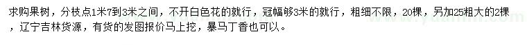 求購(gòu)冠幅夠3米果樹(shù)