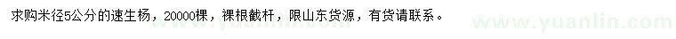 求購米徑5公分速生楊