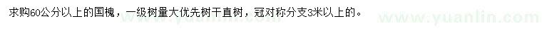 求購(gòu)60公分以上國(guó)槐