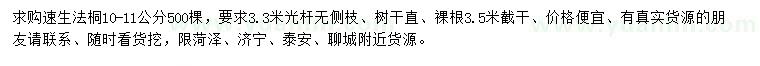 求購(gòu)10-11公分速生法桐