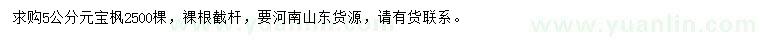 求購5公分元寶楓