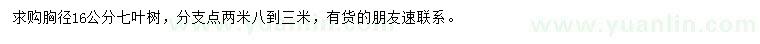 求購(gòu)胸徑16公分七葉樹(shù)
