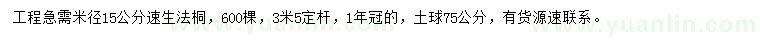 求購(gòu)15公分速生法桐