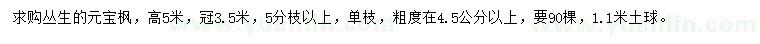 求購高5米叢生的元寶楓