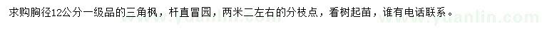 求購胸徑12公分三角楓