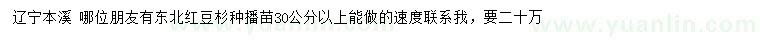 求購30公分以上紅豆杉種播苗