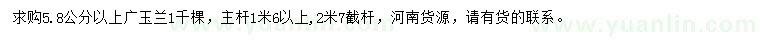 求購5.8公分以上廣玉蘭