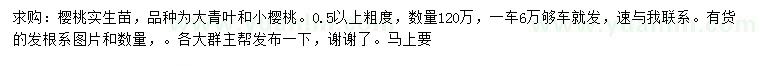 求購0.5公分以上櫻桃