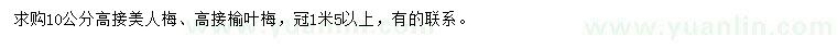 求購(gòu)10公分高接美人梅、高接榆葉梅