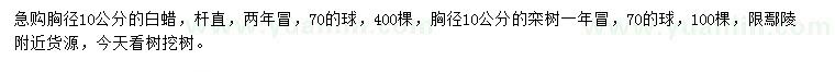 求購胸徑10公分白蠟、欒樹