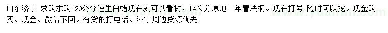 求購20公分速生白蠟、14公分法桐