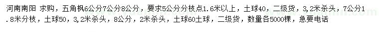 求購6、7、8公分五角楓