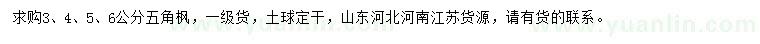 求購3、4、5、6公分五角楓