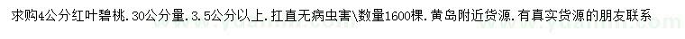 求購(gòu)3.5、4公分紅葉碧桃