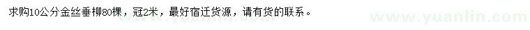 求購10公分金絲垂柳