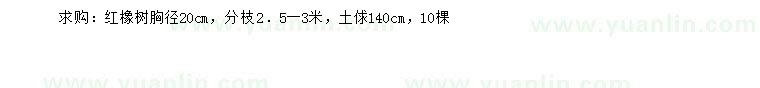 求購胸徑20公分紅橡樹