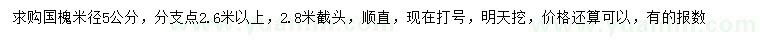 求購米徑5公分國槐