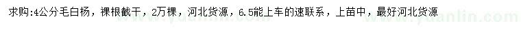 求購4公分毛白楊