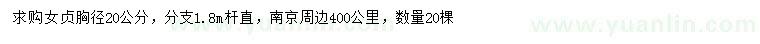 求購胸徑20公分女貞