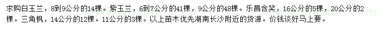 求購白玉蘭、紫玉蘭、香拋等