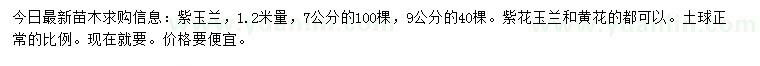 求購(gòu)7、9公分紫玉蘭