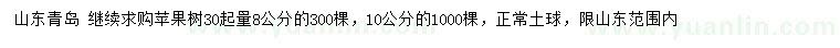 求購(gòu)30起量8、10公分蘋(píng)果樹(shù)