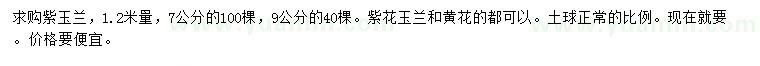求購(gòu)1.2米量7、9公分紫玉蘭