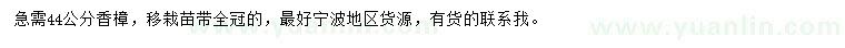 求購44公分香樟