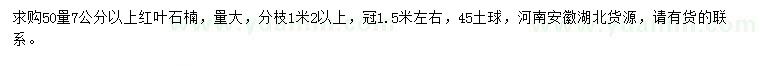 求購50量7公分以上紅葉石楠