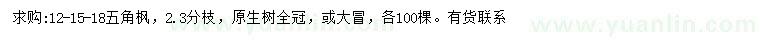 求購12、15、18公分五角楓