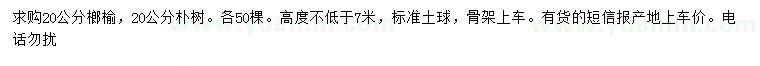求購20公分榔榆、樸樹