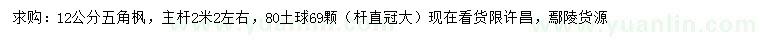 求購12公分五角楓