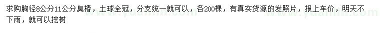 求購胸徑8公分臭椿
