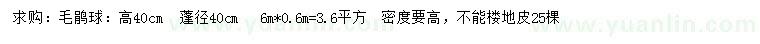 求購高40公分毛鵑球25棵