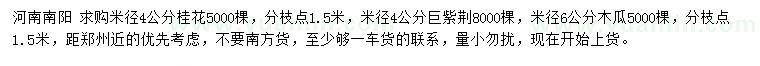 求購(gòu)桂花、巨紫荊、木瓜
