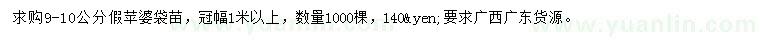 求購(gòu)9-10公分假蘋(píng)婆