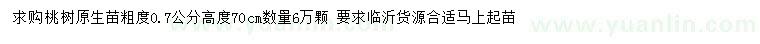 求購粗度0.7公分桃樹