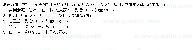 求購胸徑3-4公分紫薇、玉蘭