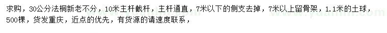 求購(gòu)30公分法桐