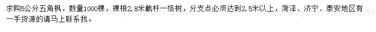 求購5公分五角楓