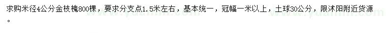求購米徑4公分金枝槐