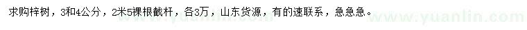 求購3、4公分梓樹