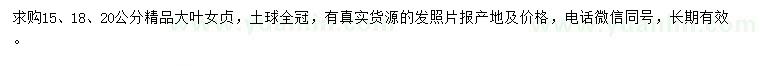 求購(gòu)15、18、20公分大葉女貞