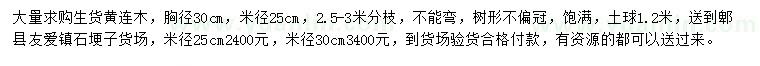 求購(gòu)米徑25、胸徑30公分黃連木