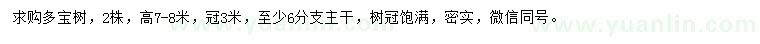 求購高7-8米多寶樹