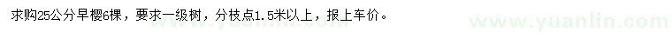 求購25公分早櫻