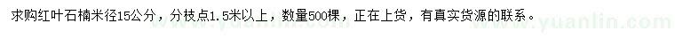 求購(gòu)米徑15公分紅葉石楠